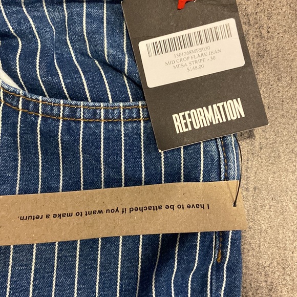 Reformation Mid Crop Flare Jean Mesa Stripe Sz. 30 - Picture 4 of 7